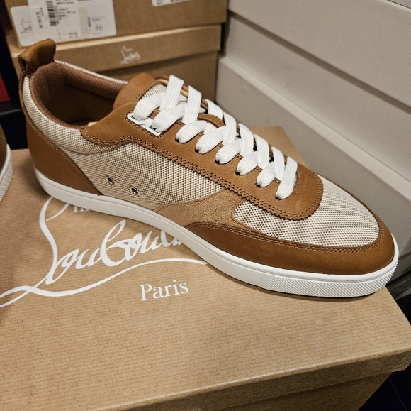 $845 Christian Louboutin Tutti Rui Canvas Leather Sneaker Beige EU 42 US 9 BNIB - Picture 6 of 8
